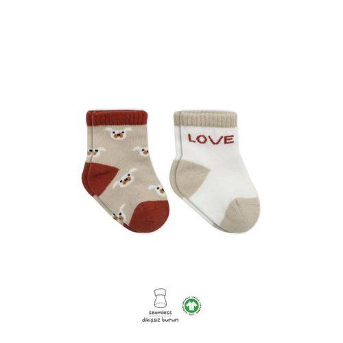 Bistyle Love Dog Penye Soket Çorap 2'Li BS10118 Bej