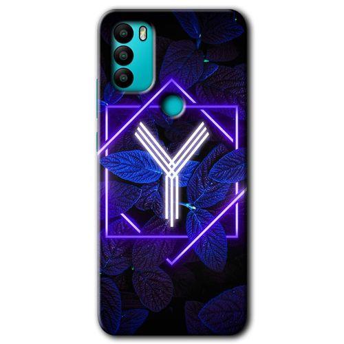 General Mobile GM 21 Plus HD Baskılı Kılıf + 9D Tam Ekran Koruyucu - Dark Neon Yaprak Y Harfi
