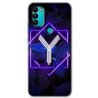 General Mobile GM 21 Plus HD Baskılı Kılıf + 9D Tam Ekran Koruyucu - Dark Neon Yaprak Y Harfi
