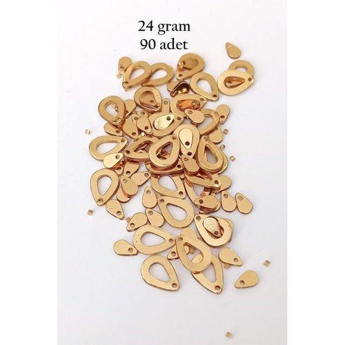 Oya Abiye Bileklik Kolye Pleksi Metalik Plastik Pul Altın Renk 24 gram 90 adet - BNC556