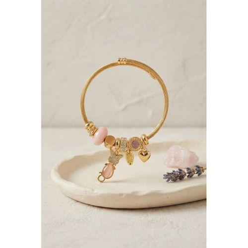 Pembe Kedi Model Gold Renk Charmlı Bileklik