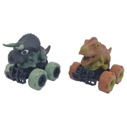 Sürtmeli Dinazor Arabalar 2'li - 12 cm - Triceratops & Stegosaurus