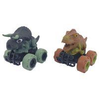 Sürtmeli Dinazor Arabalar 2'li - 12 cm - Triceratops & Stegosaurus