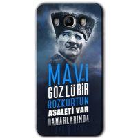 Samsung Galaxy J7 2016 Kılıf HD Desen Baskılı Arka Kapak + Temperli Cam - Bozkurt Atatürk