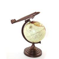 40x25 Cm Pirinç Uçak Tasarımlı Dünya Küre