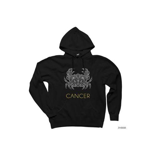 Yengeç Burç Retro Siyah Kapşonlu Sweatshirt Hoodie