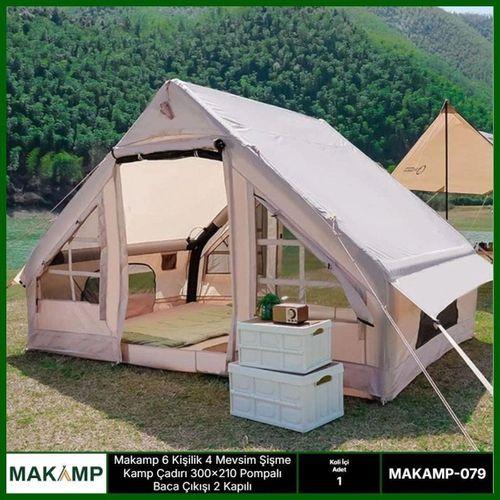 6 Kişilik 4 Mevsim 2 Kapılı Tavan Pencereli  Şişme Çadır 300*210*200cm
