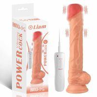 Liam - Kumandalı Vantuzlu Güçlü Titreşimli Gerçekçi Yapay Penis Realistik Dokuda Dildo 23 CM