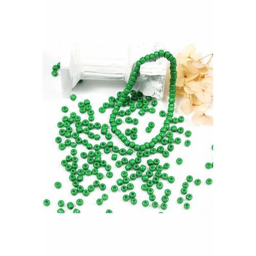 Opak Yeşil Renk 4 mm Yaklaşık 220 adet/20 gram Cam Boncuk Oya Yazma Bileklik ve Kolye