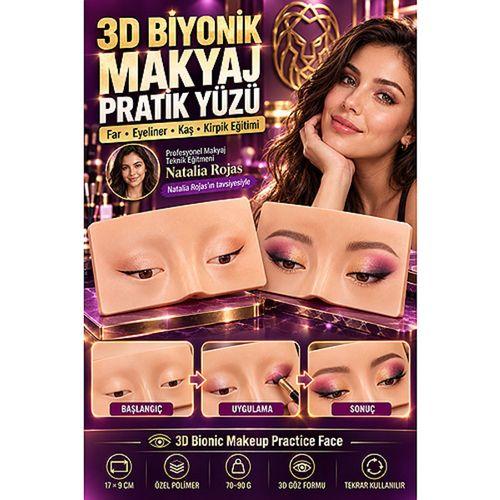 3D Biyonik Makyaj Pratik Yüzü Tahtası 17x9 cm - Göz Farı Eyeliner Kaş Kirpik Uygulama Eğitim Aparatı Tekrar Kullanılabilir  723738