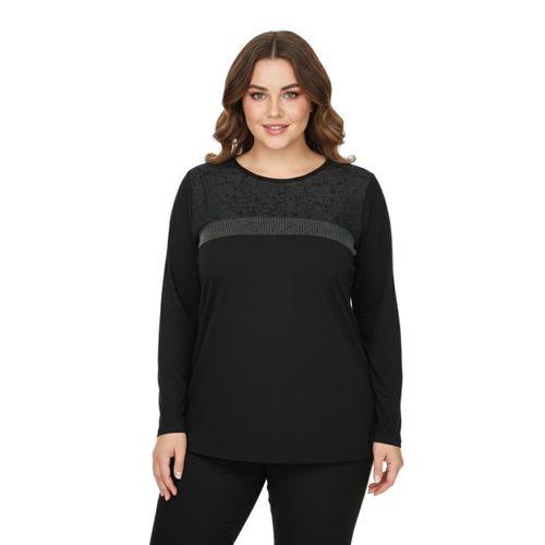 Kadın Siyah Sıfır Yaka Taşlı Bluz BGL-ST05153