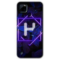 Realme C21 Kılıf Baskılı Arka Kapak - Dark Neon Yaprak H Harfi +Tam Ekran Koruyucu