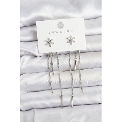 Çiçek Model Gümüş Pirinç Sallantılı Kadın Küpe