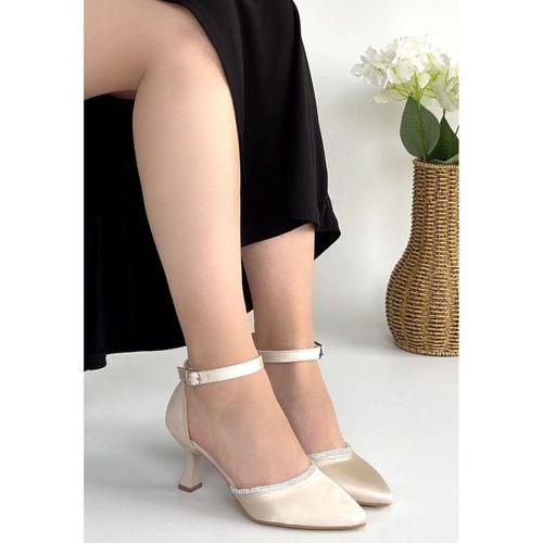 Mejja Bej Saten Topuklu Ayakkabı