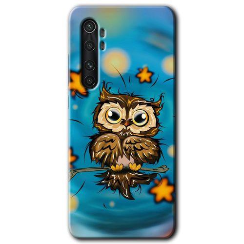 Xiaomi Mi Note 10 Lite Kılıf HD Desen Baskılı Arka Kapak - Owl Bird Stars + Kırılmaz Cam