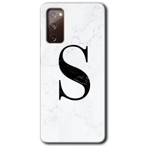 Galaxy S20 FE Kılıf HD Desen Baskılı Arka Kapak - Beyaz Mermer Desenli S Harfi + Kırılmaz Cam