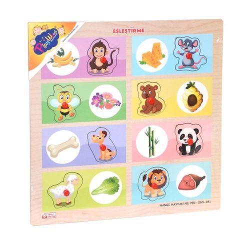 Çocuk ONY-360-361 Onyıl, Ahşap Tutmalı Eşleştirme - Hangi Hayvan Ne Yer
