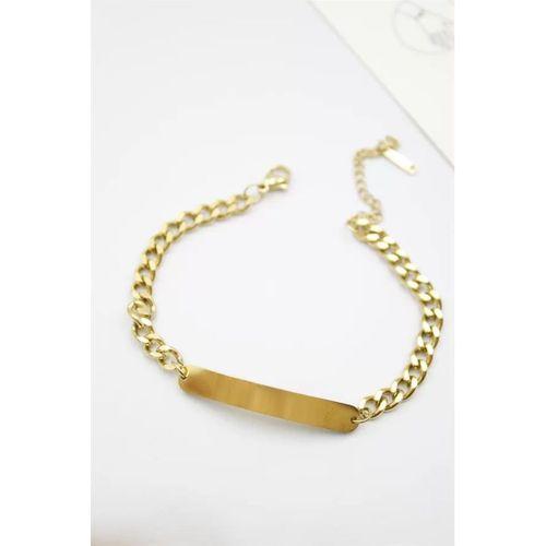 Plaka Zincir Bileklik - Altın