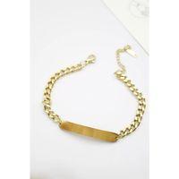 Plaka Zincir Bileklik - Altın