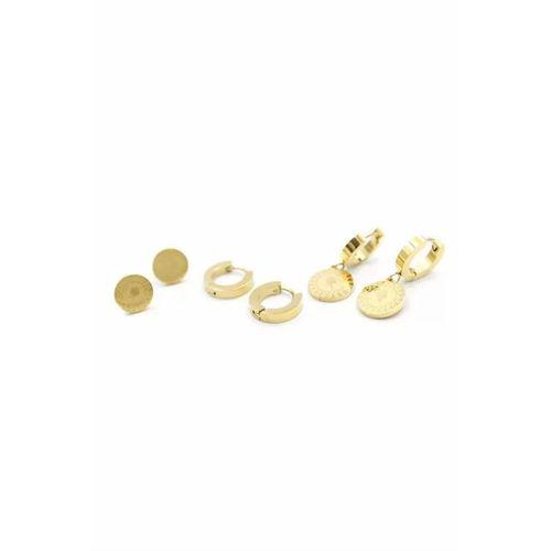 Çoklu Çelik Küpe - Altın