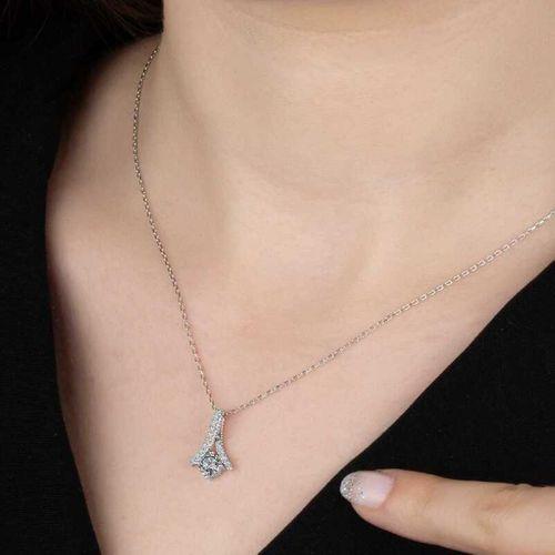 Swarovski Taşlı Lucky Life 925 Ayar Gumuss  Tektaş Bayan Kolye