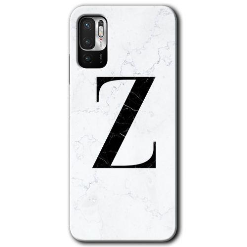 MRCİLETİSİM Xiaomi Redmi Note 10 5G Kılıf HD Desen Baskılı Arka Kapak + Temperli Cam - Beyaz Mermer Desenli Z Harfi