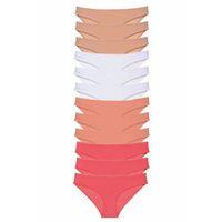 12 adet Süper Eko Set Likralı Kadın Slip Külot Ten Beyaz Pudra Fuşya