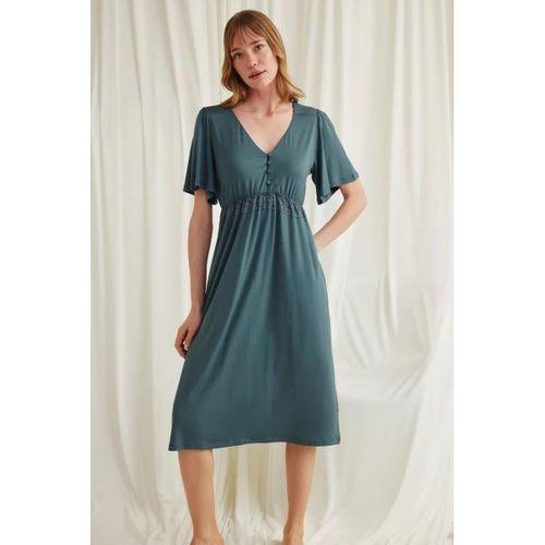 Dantelli Önü Düğmeli Hamile Lohusa Viskon Gecelik