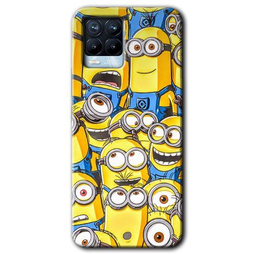 MRCİLETİSİM Realme 8 Pro Kılıf HD Desen Baskılı Arka Kapak + Temperli Cam - Minion Ordusu