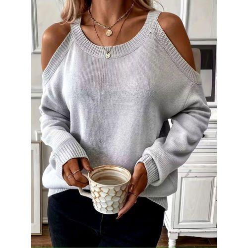 Kadın Uzun Kollu Omuzlardan Açık Askılı Triko Bluz