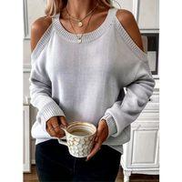 Kadın Uzun Kollu Omuzlardan Açık Askılı Triko Bluz