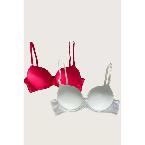 Beyaz-kırmızı 2'li Mikro Kumaş İçi Boş Balenli Günlük Desteksiz Sütyen