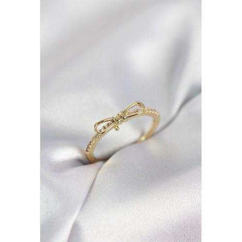 Fiyonk Model Zirkon Taşlı Gold Renk Kadın Yüzük