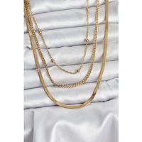 316L Çelik Gold Renk 3'lü Kadın Kolye - TJ-BKO10630