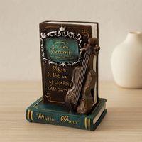 Vintage Gitar ve Kitap Figürlü Dekoratif Biblo Kumbara 21x14x10 cm