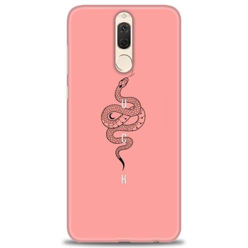Huawei Mate 10 Lite Kılıf HD Baskılı Kılıf - Pembe Yılan + Tam Ekran Koruyucu