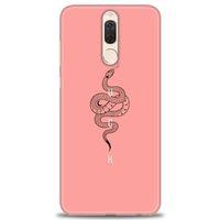 Huawei Mate 10 Lite Kılıf HD Baskılı Kılıf - Pembe Yılan + Tam Ekran Koruyucu