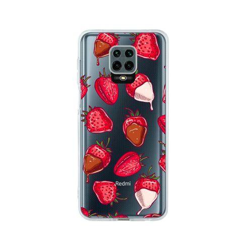 Redmi Note 9 Pro Çikolatalı Çilek Tasarımlı Premium Şeffaf Silikon Kılıf