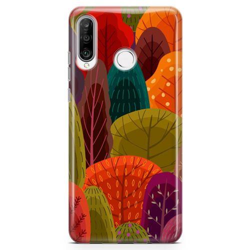 Huawei P30 Lite 2020 Kılıf Renkli Orman Arka Kapak Koruma Desenli Full Koruyucu