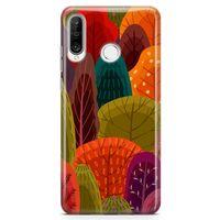Huawei P30 Lite 2020 Kılıf Renkli Orman Arka Kapak Koruma Desenli Full Koruyucu