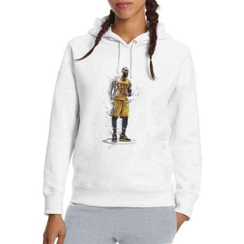 Cavs Basketci Spor Baskılı Beyaz Kadın Kapşonlu Sweatshirt