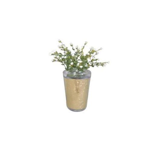 2 Adet Vazo Dahil,Vazoda Çiçek,Beyaz Yapay Çiçek,Vazo Dekoratif Altın Yaprak 9X9X17Cm