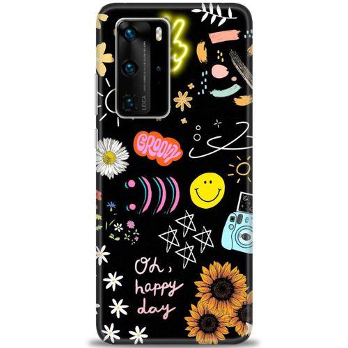 Huawei P40 Pro Kılıf HD Baskılı Kılıf - Happy Day + Tam Ekran Koruyucu