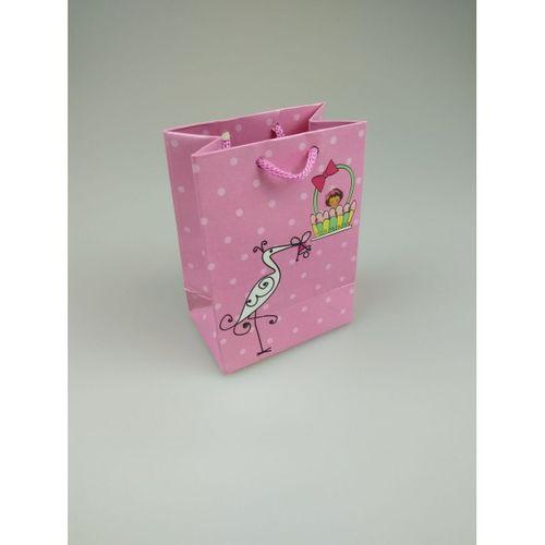 KARTON ÇANTA LEYLEKLİ PEMBE 8CM X 11CM - 1 ADET