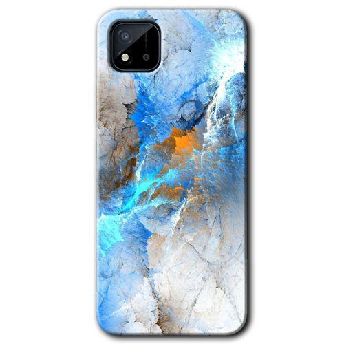 Realme C11 Kılıf HD Desen Baskılı Arka Kapak + Temperli Cam - Mavi Buzul