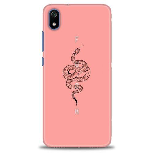 Xiaomi Redmi 7A Kılıf HD Baskılı Kılıf - Pembe Yılan + Tam Ekran Koruyucu