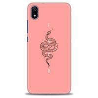 Xiaomi Redmi 7A Kılıf HD Baskılı Kılıf - Pembe Yılan + Tam Ekran Koruyucu