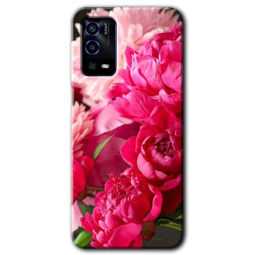 OPPO Oppo A55 Kılıf HD Desen Baskılı Arka Kapak - Kırmızı Beyaz Gül