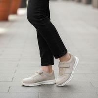 Black Sea 616 Bej Cırtlı Lastikli Fuspetli Bayan Spor Ayakkabı