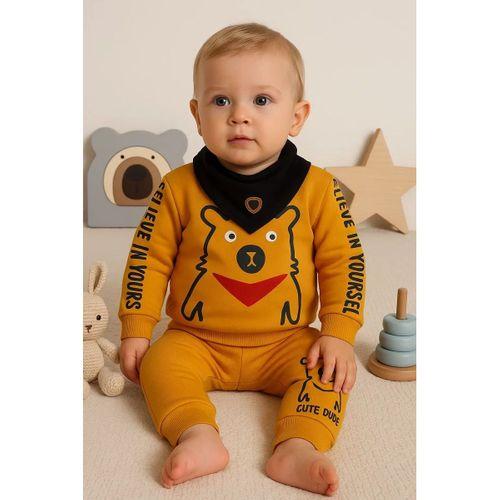 Oynar Gözlü Fularlı 3'lü Erkek Bebek Takımı